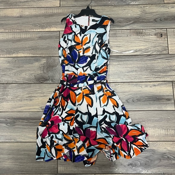 Lauren Ralph Lauren Multicolor Floral Mini Dress EUC Pop of Colors Beautiful - Picture 2 of 3